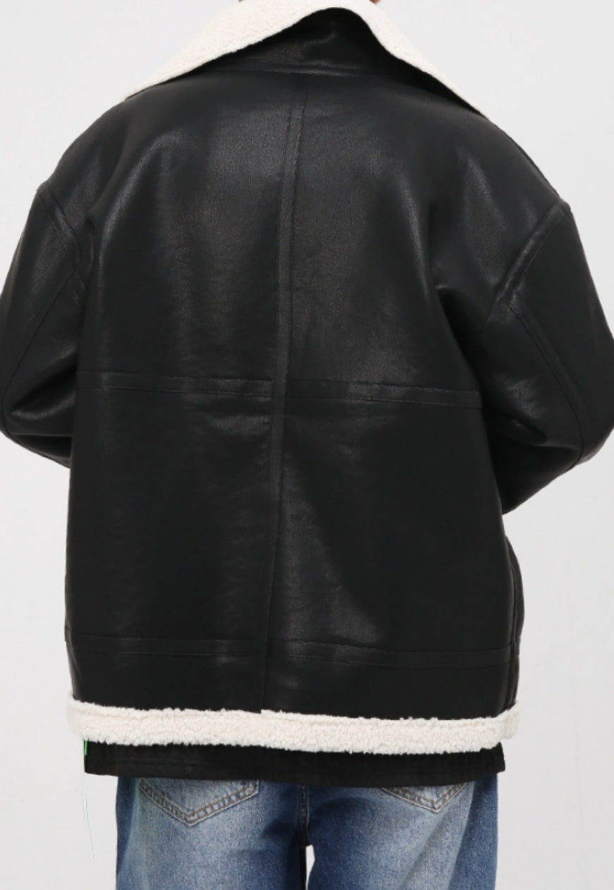 Men's PU Leather Warm Vintage Outer Jacket