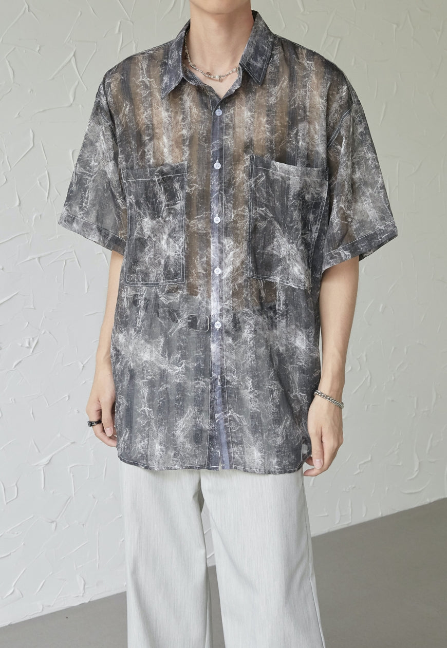UZIP DESIGN Men's Marbled Short Sleeve Shirt