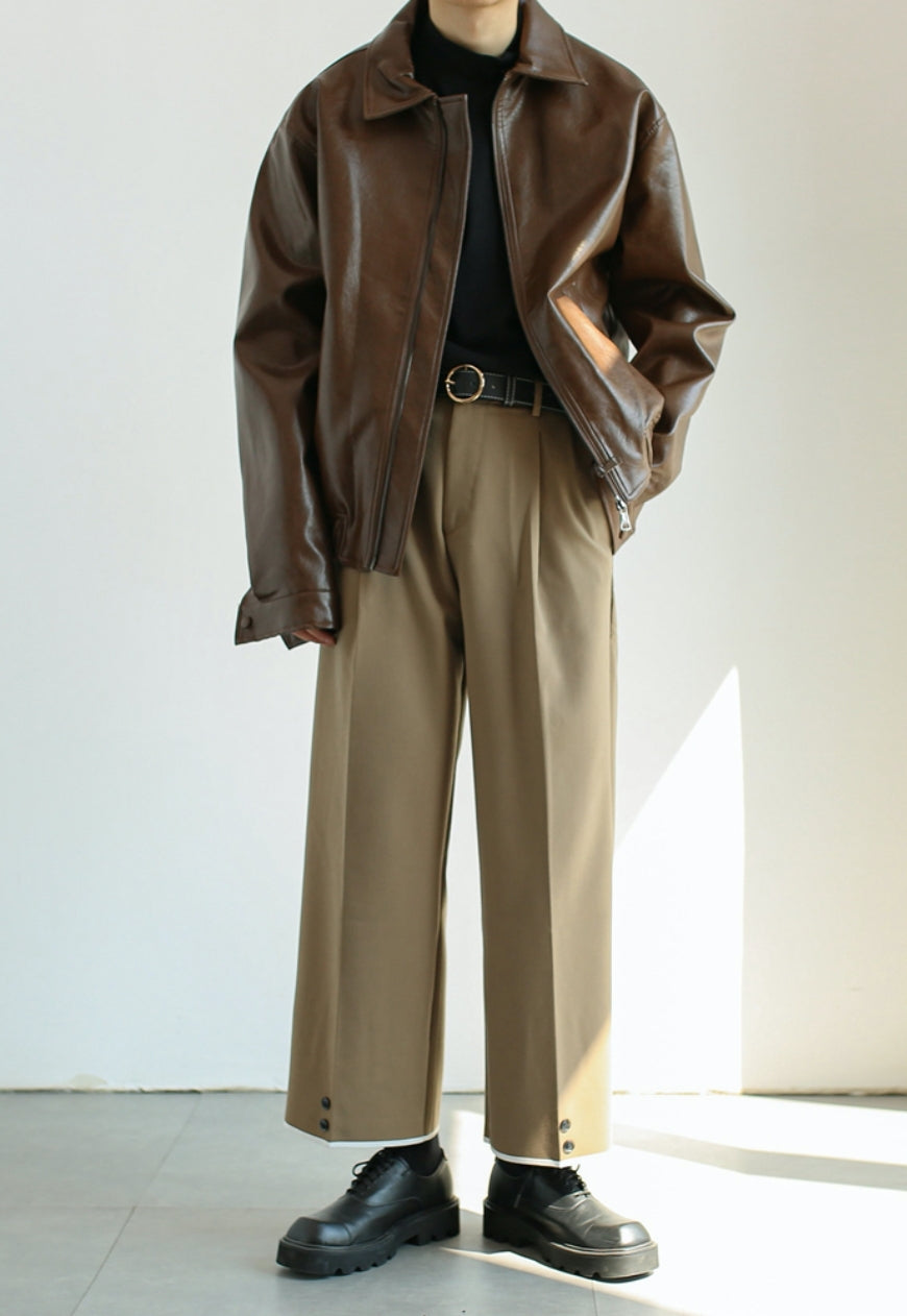 【Sale】Men's vintage leather jacket