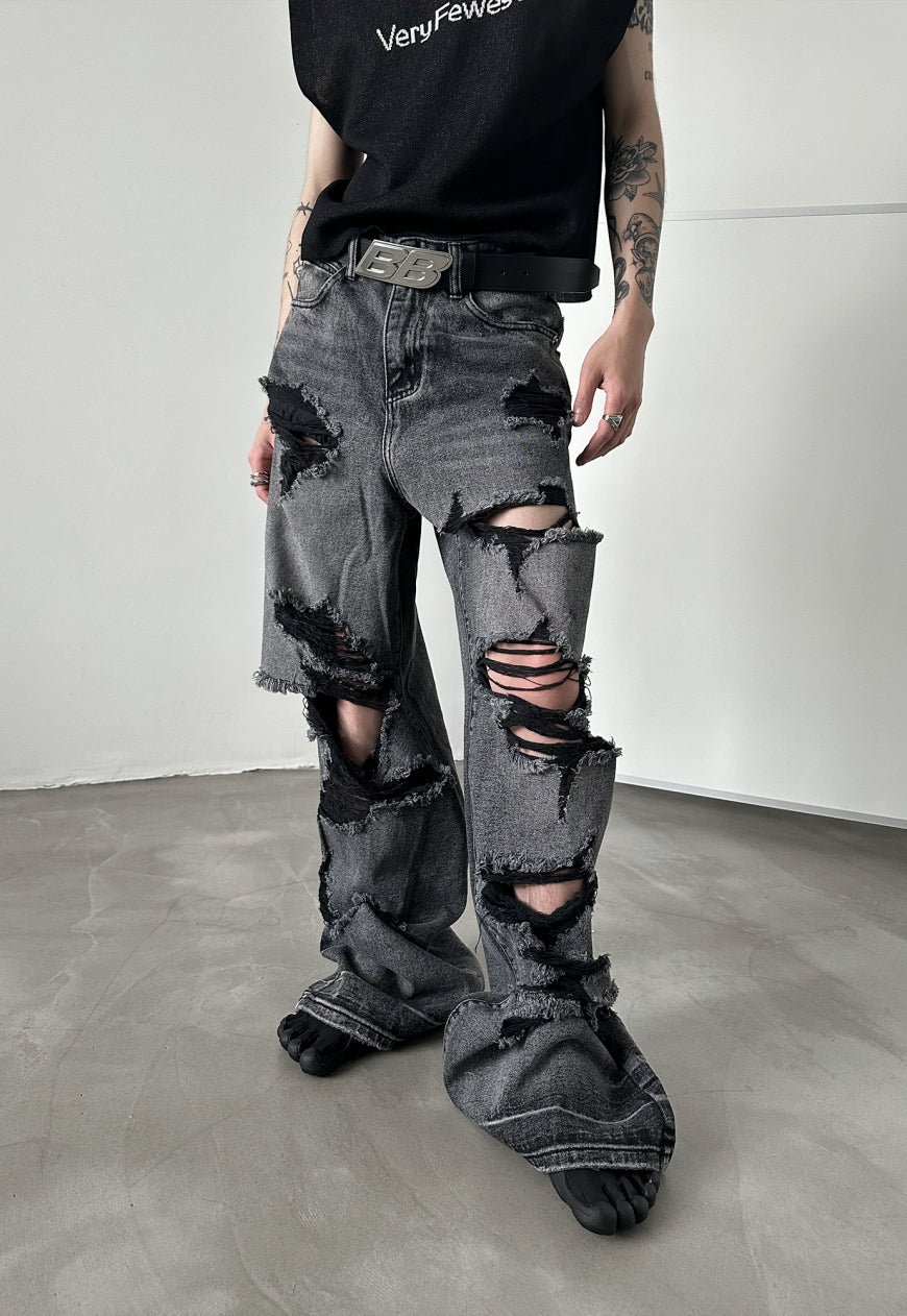 Men's Heavy engineered distressed jeans