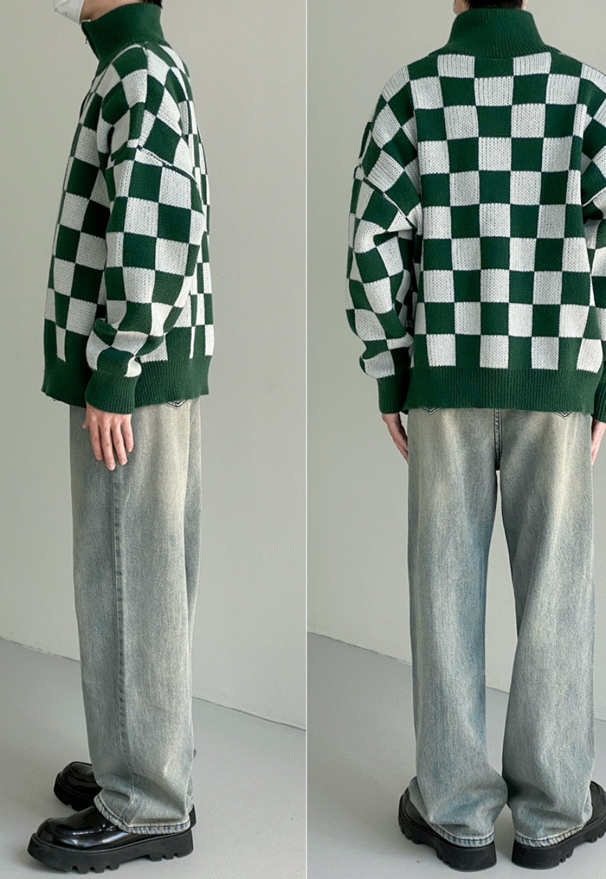 UZIP DESIGN Men's Checkerboard Knit Cardigan
