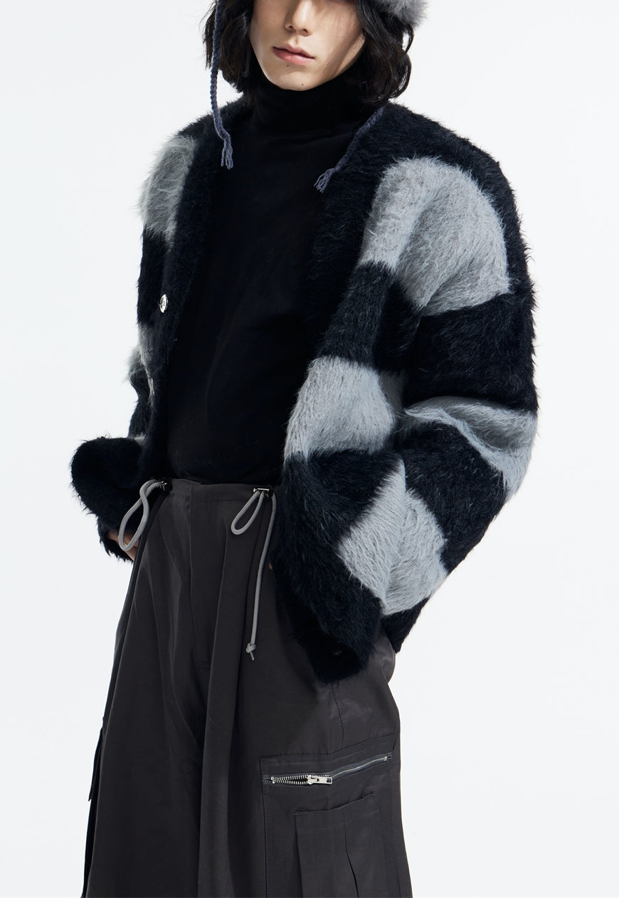 Men's striped design cardigan sweater