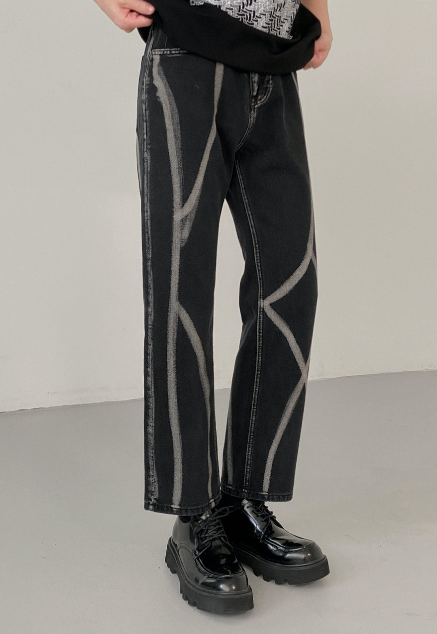 UZIP DESIGN Men's fashion tie-dye jeans
