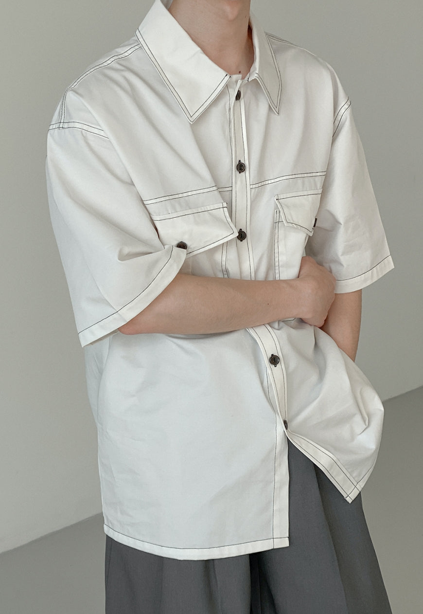 UZIP DESIGN Men's loose white shirt