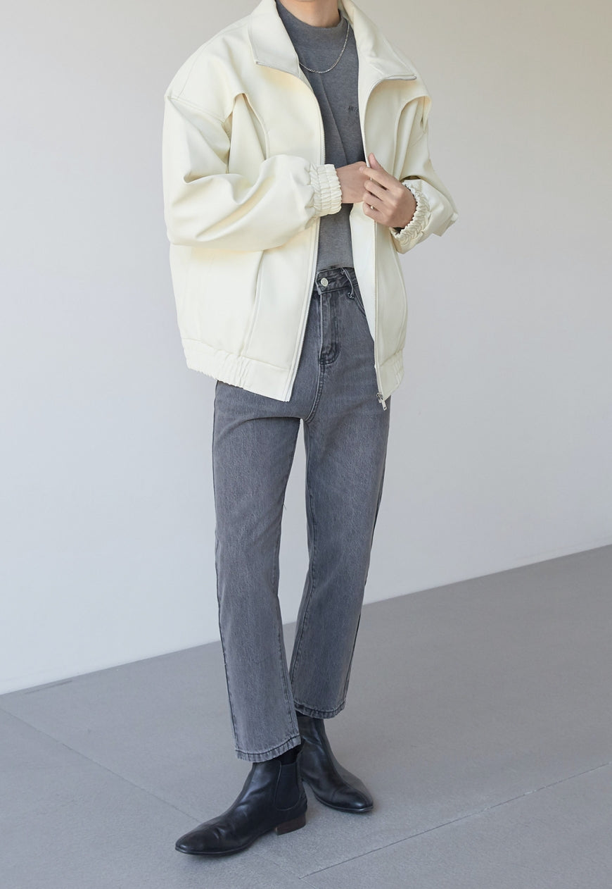 Men's Textured design leather jacket