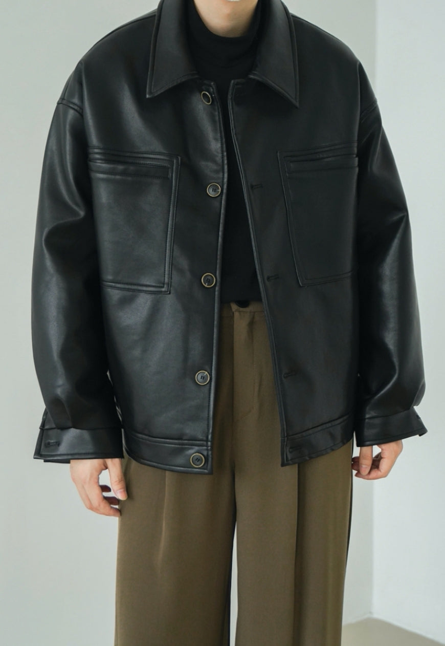 Men's Vintage PU leather jacket