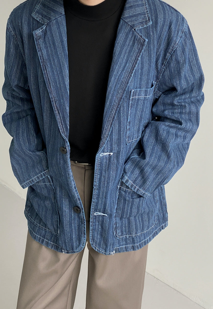 UZIP DESIGN Men's striped denim jacket
