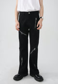 Unisex multi zipper design jeans
