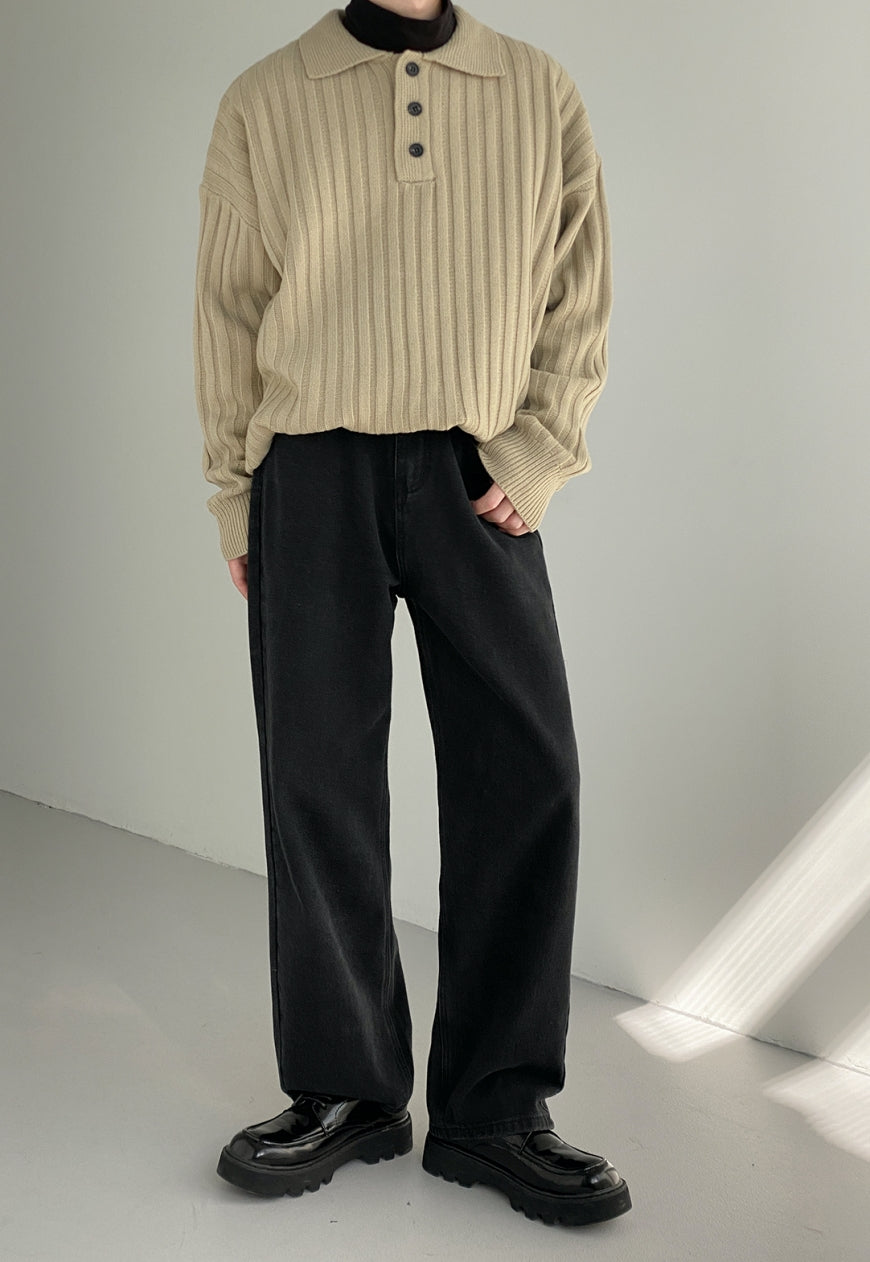 UZIP DESIGN Men's POLO Collar Needle Sweater