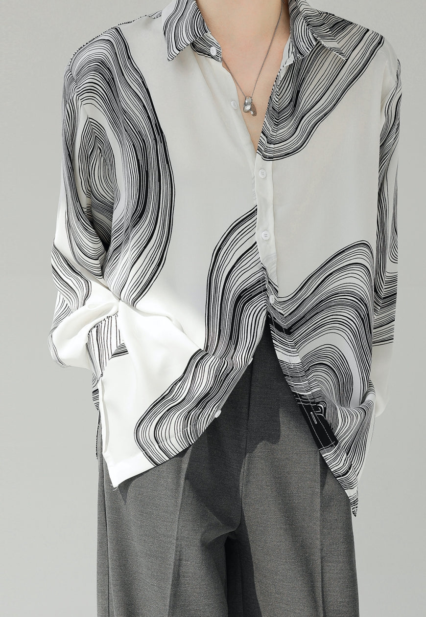 UZIP DESIGN Men's fashion abstract pattern shirt