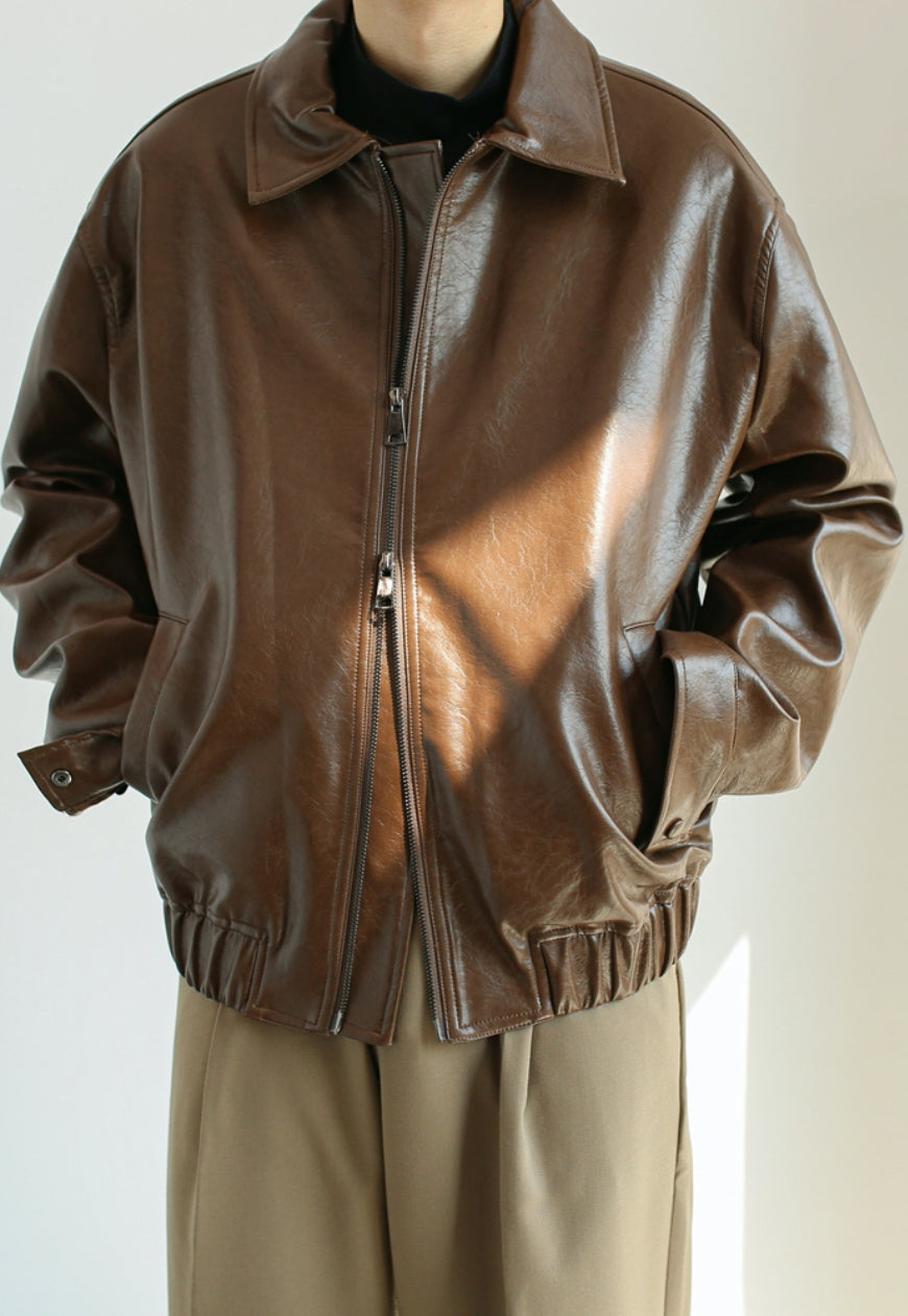 【Sale】Men's vintage leather jacket