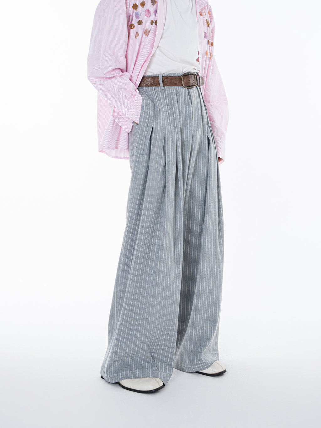 Men's Premium pleated striped trousers