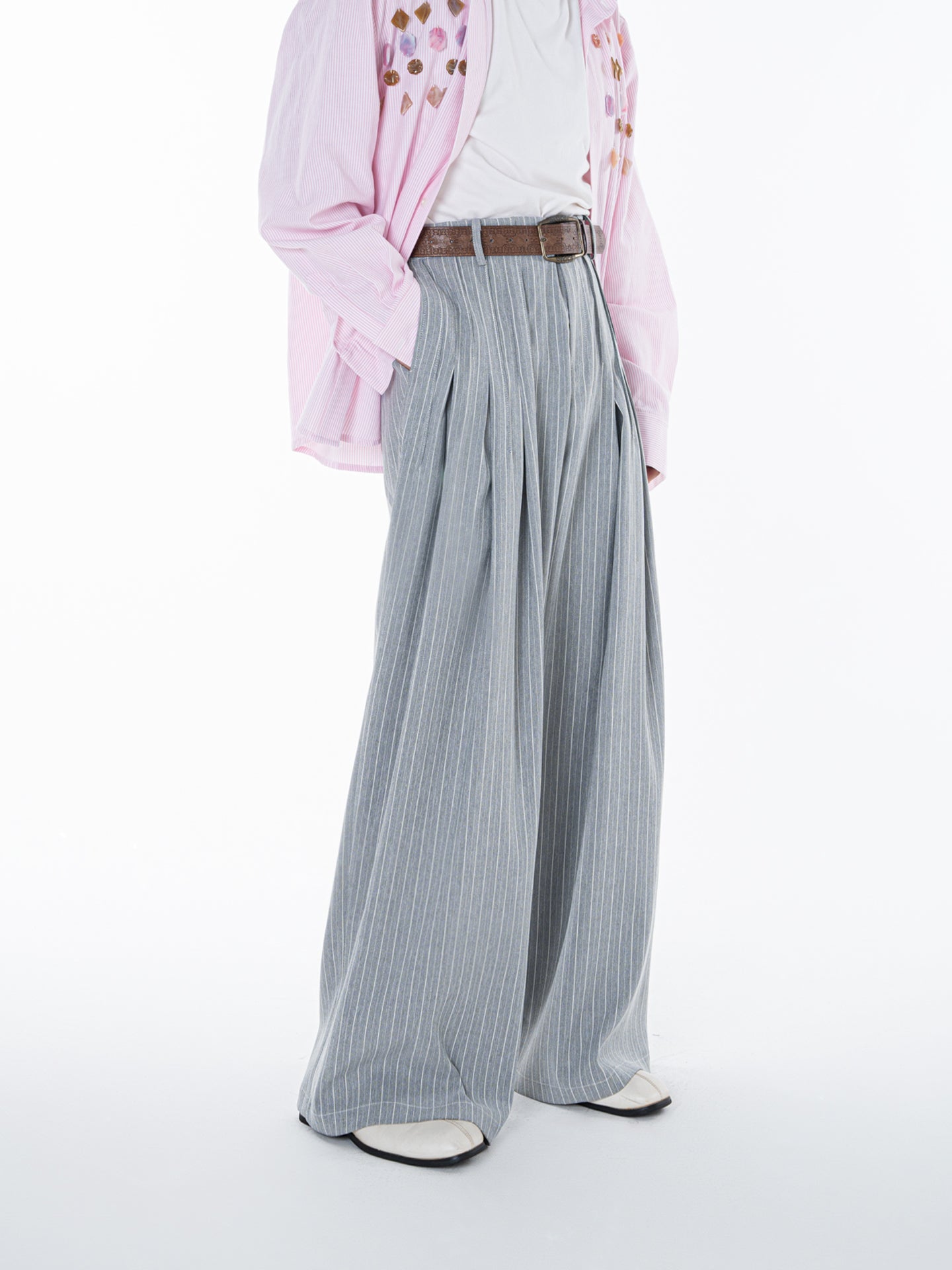 Men's Premium pleated striped trousers