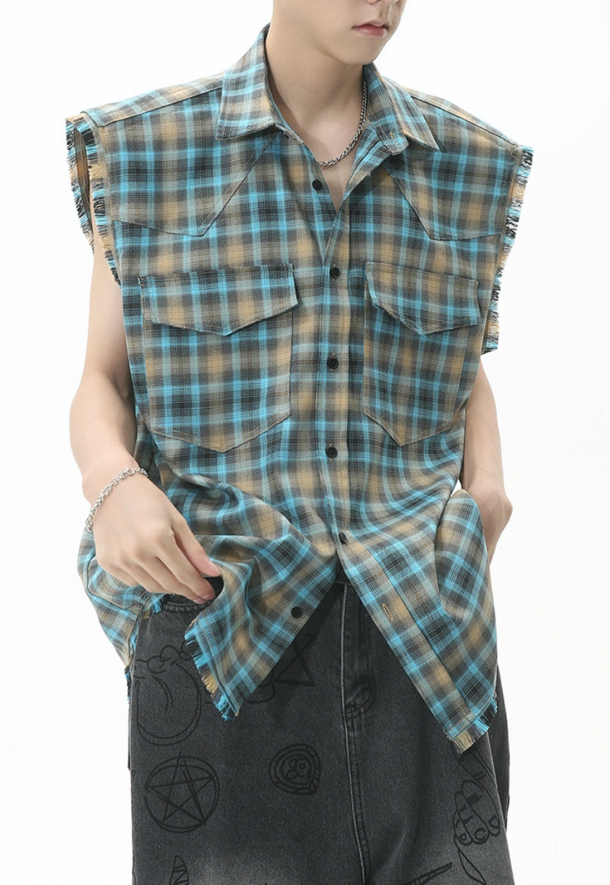 Men's Vintage Vest Check Shirt