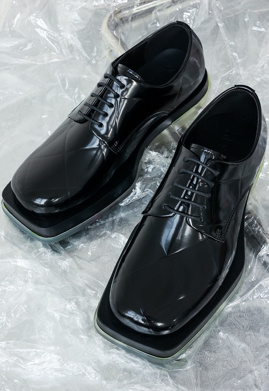 UZIP DESIGN Men's Shiny diamond irregular design leather shoes
