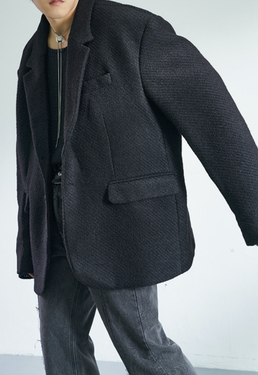Men's Oversized Twill Texture Suit Jacket
