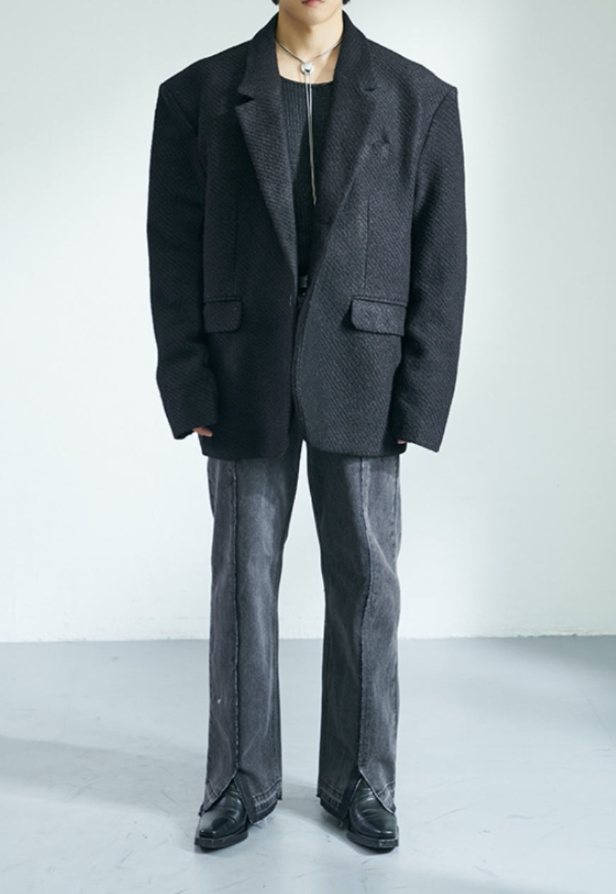 Men's Oversized Twill Texture Suit Jacket