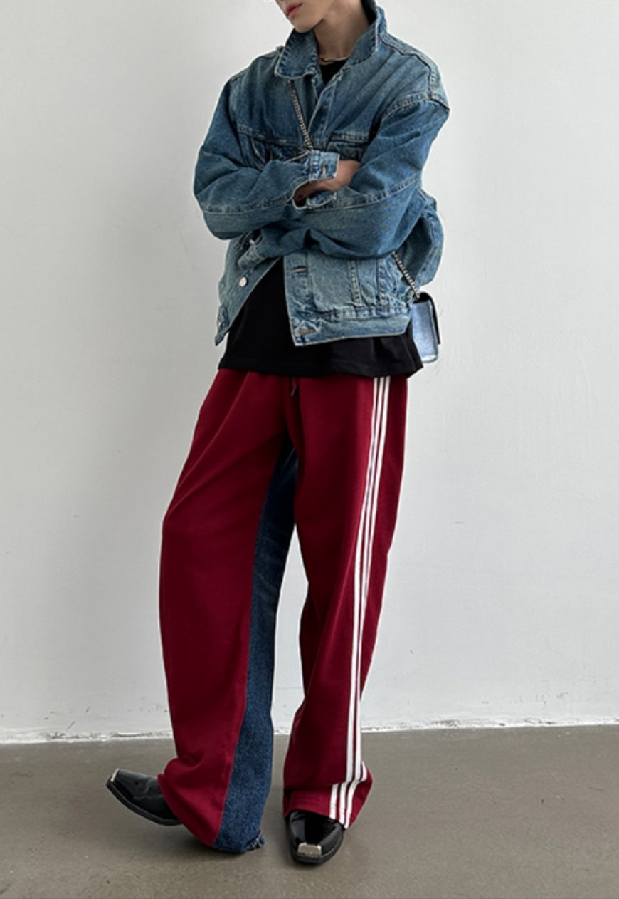 Men's Design panel three-bar trousers