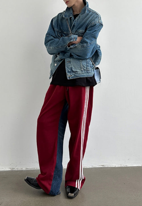 Men's Design panel three-bar trousers