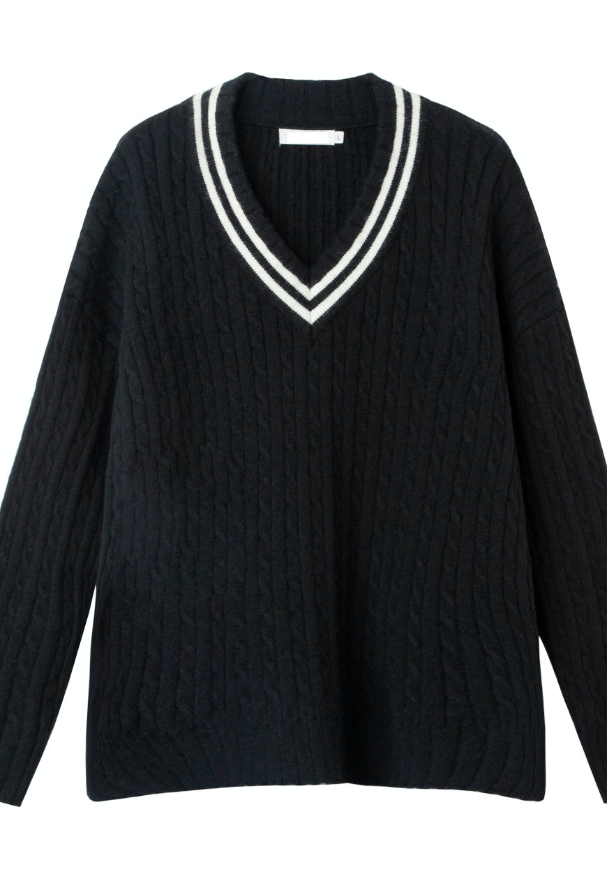 UZIP DESIGN Men's Vintage V-Neck Twist Sweater