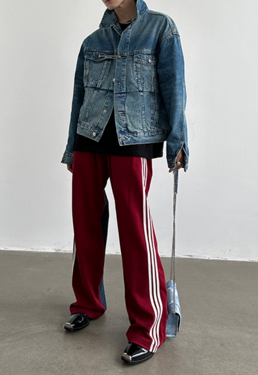 Men's Design panel three-bar trousers