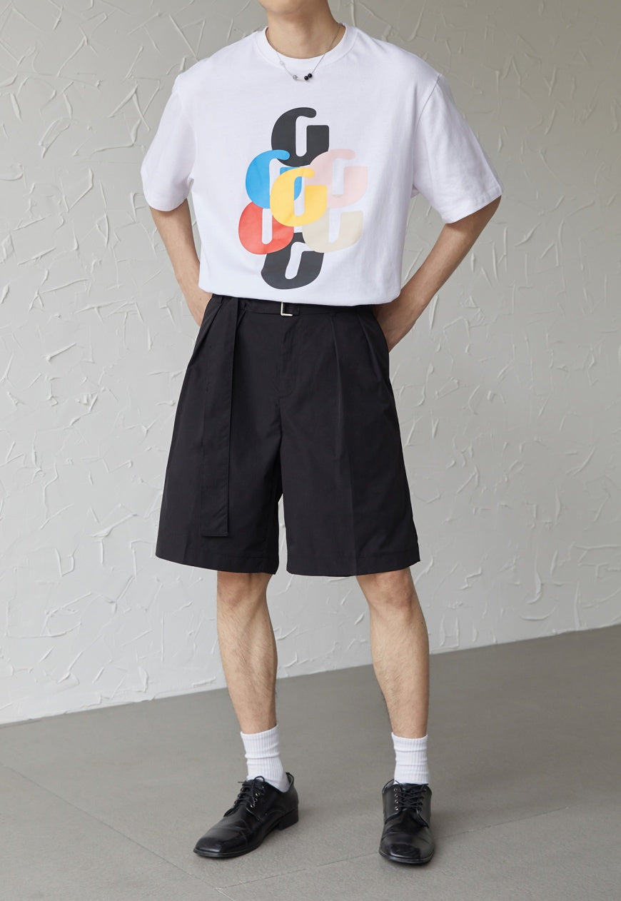 UZIP DESIGE Menâ€™s suit belted shorts