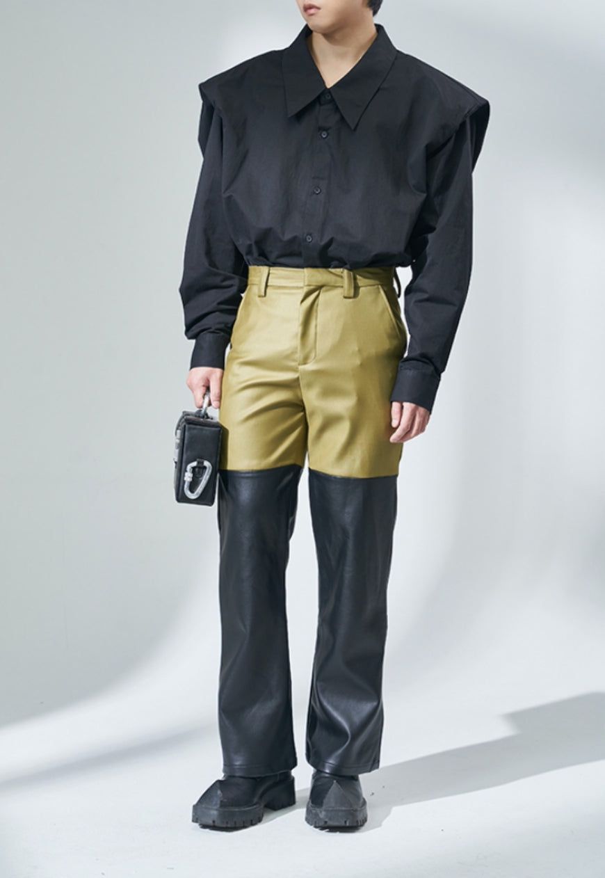 Men's Visual impact PU leather fashion trousers