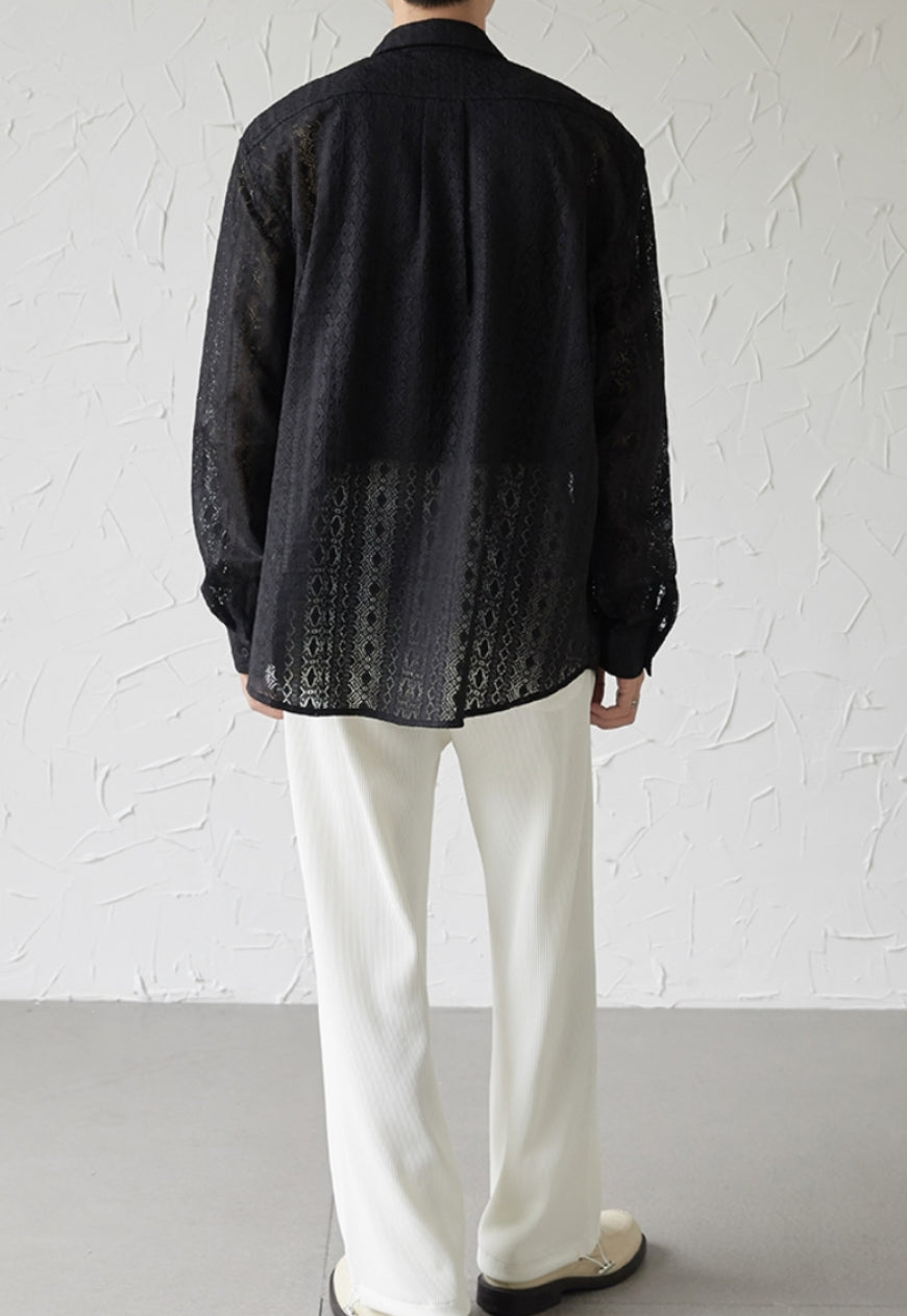 UZIP DESIGN Men's color cutout pattern shirt