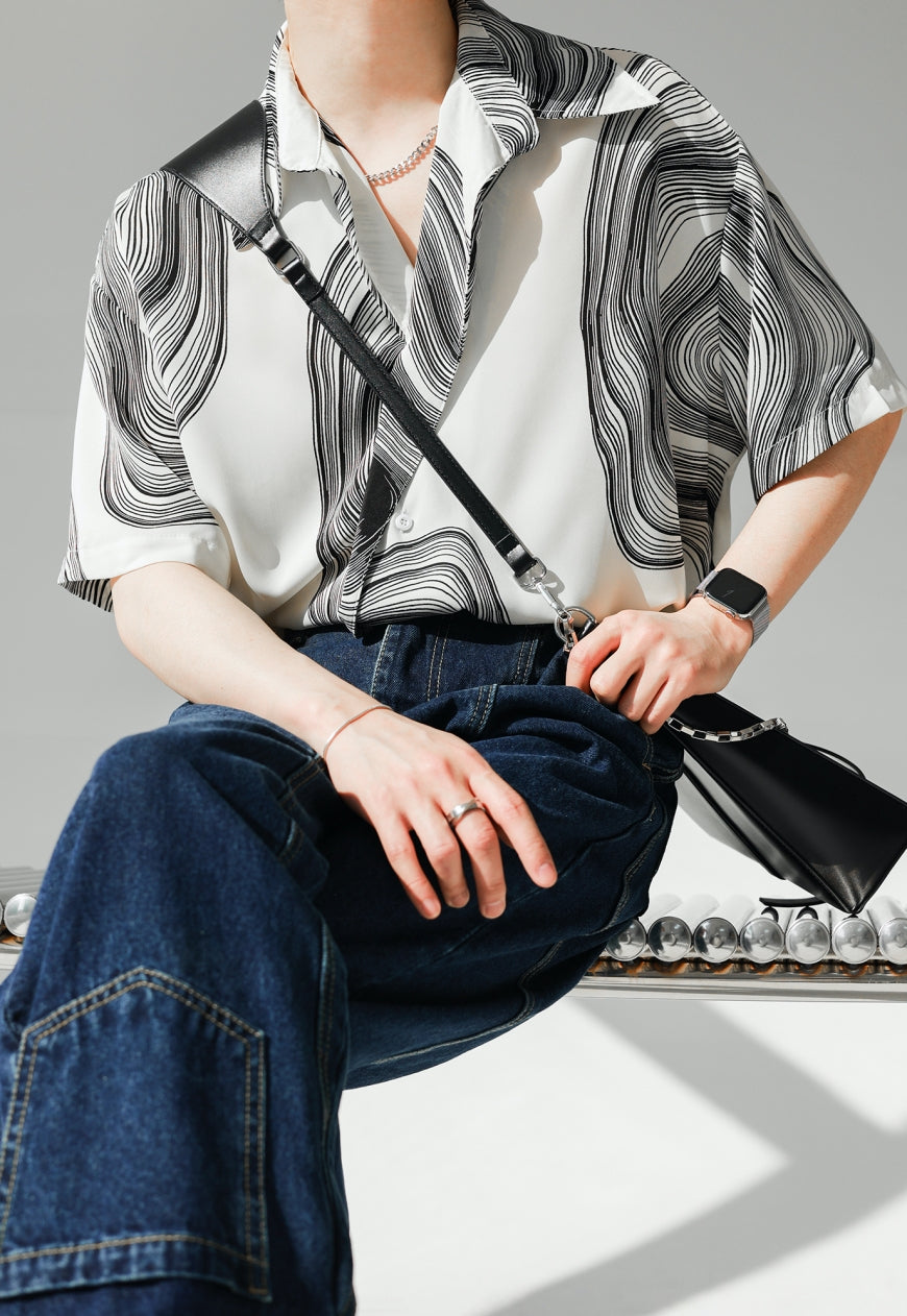 UZIP DESIGN Men's fashion abstract pattern shirt