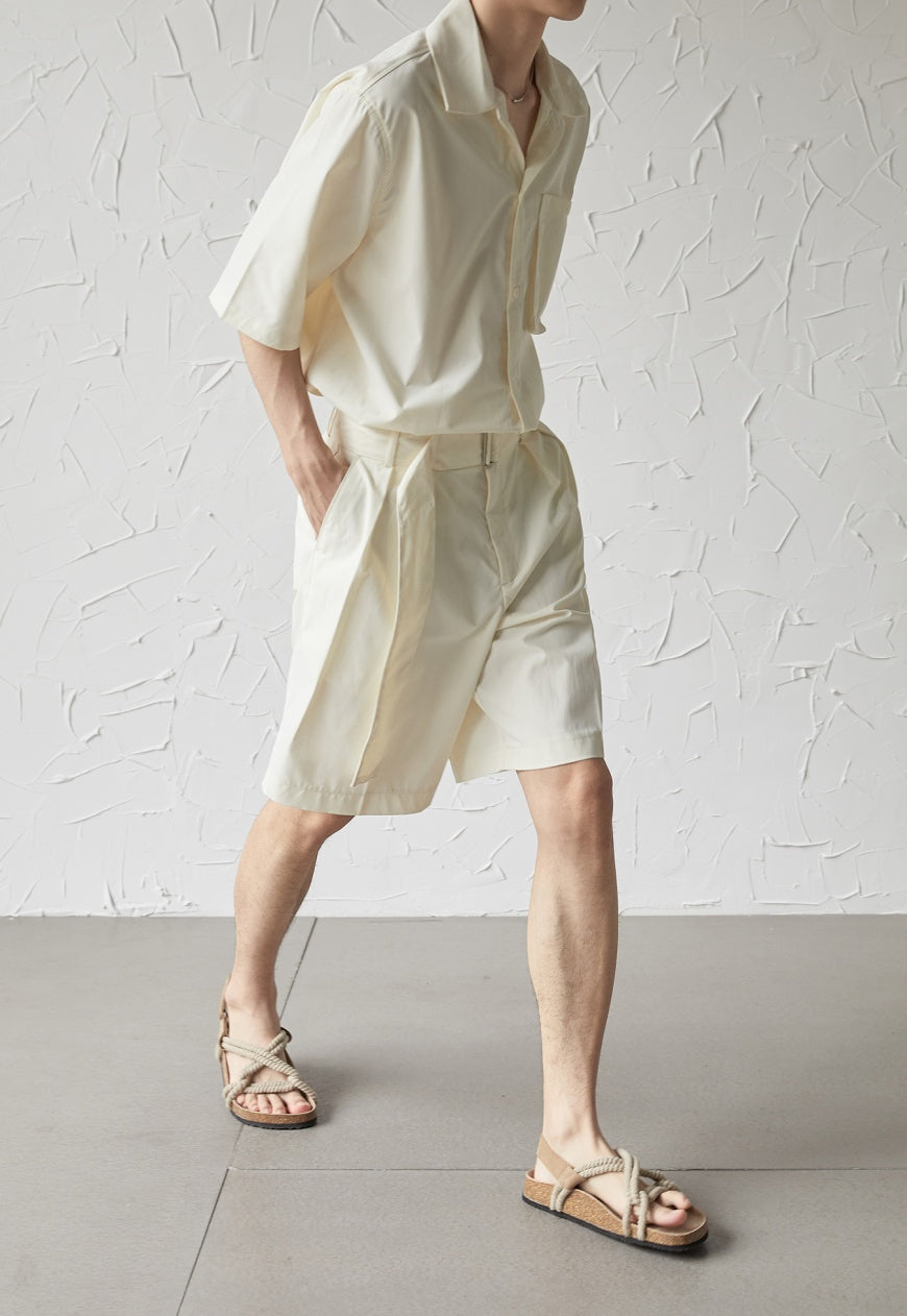 UZIP DESIGE Menâ€™s suit belted shorts