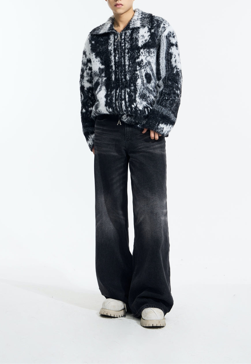 Men's zipped cardigan sweater
