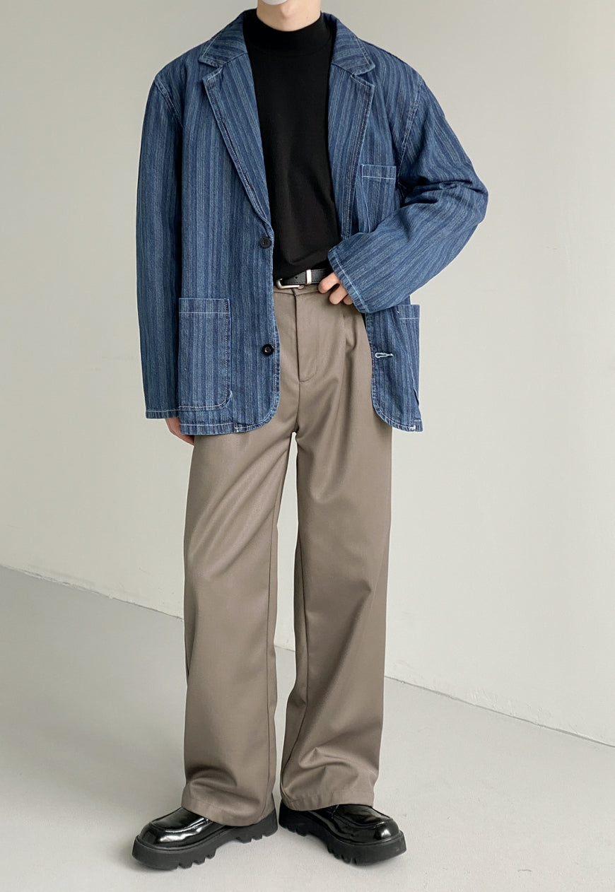 UZIP DESIGN Men's striped denim jacket