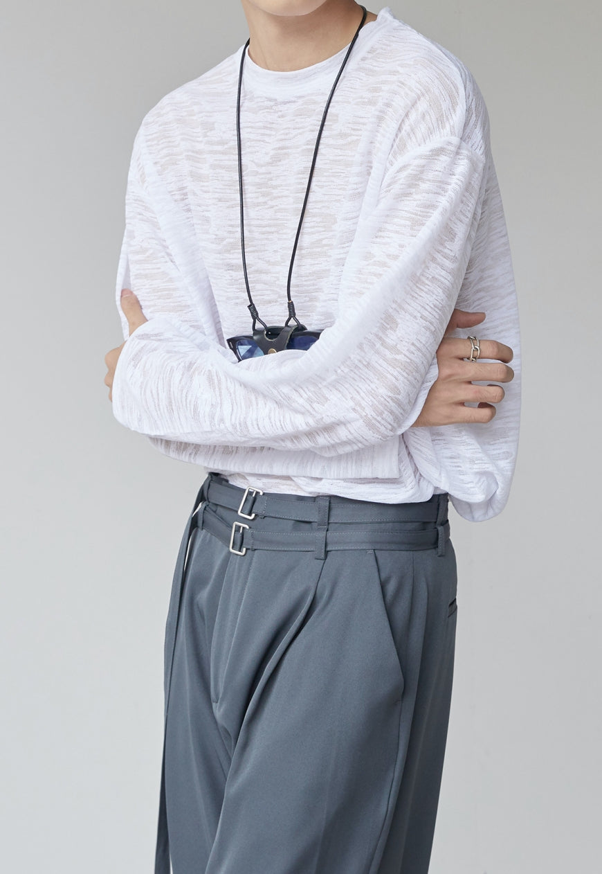 Men's Solid color summer round neck top