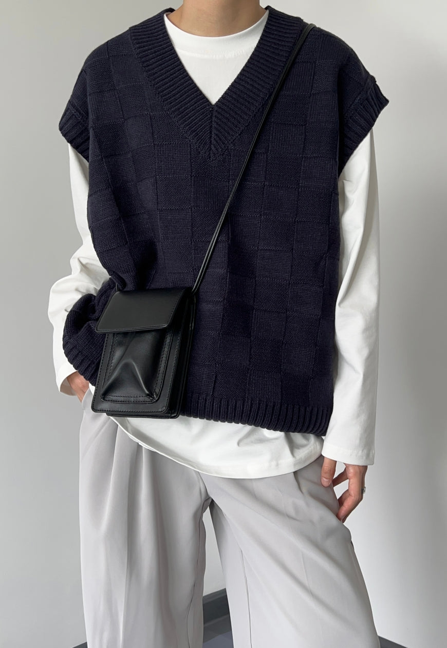 Men's plaid knitted vest