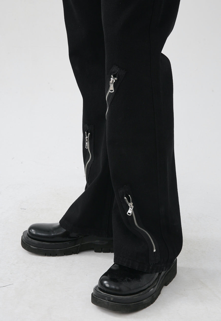Unisex multi zipper design jeans