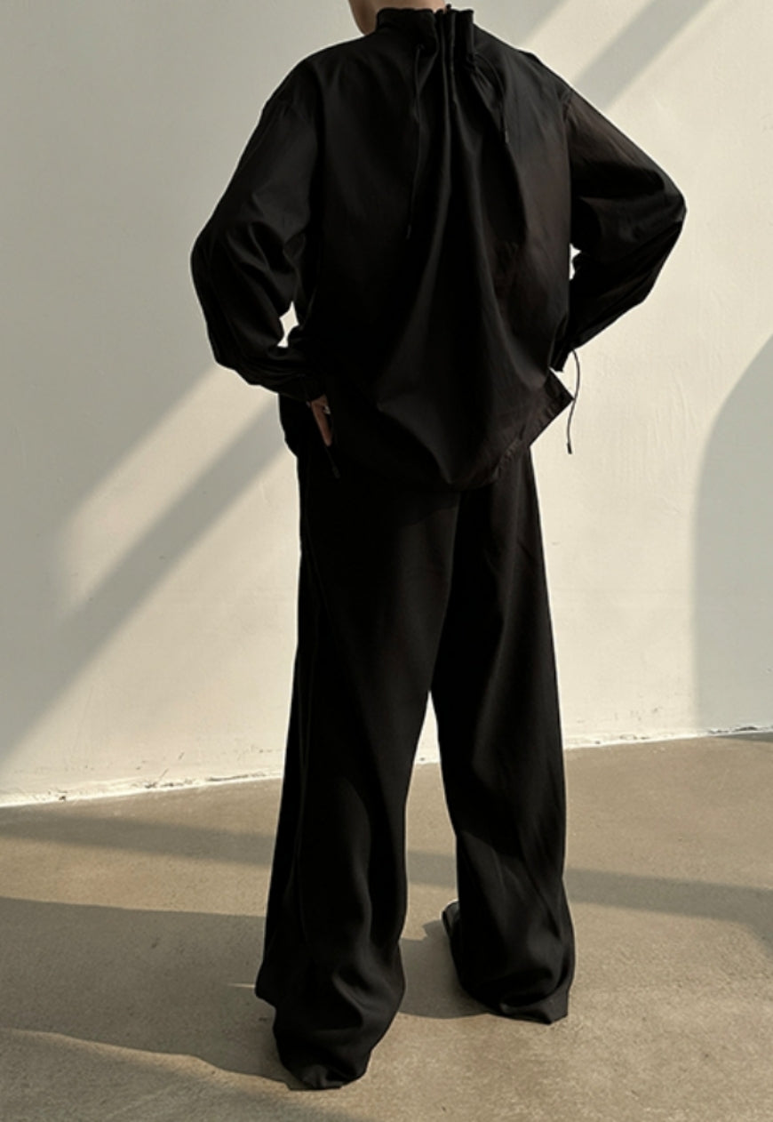Men's drawstring neckline shirt