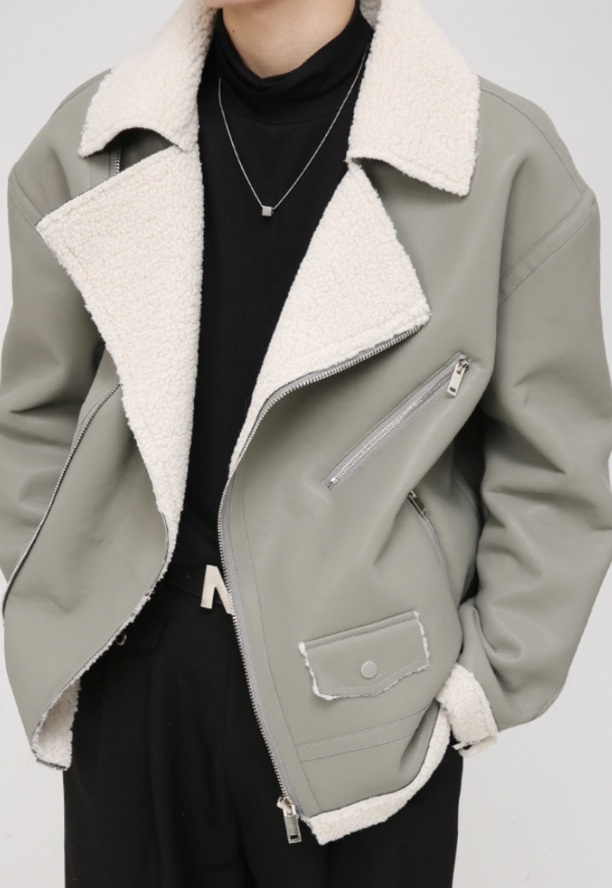 Men's PU Leather Warm Vintage Outer Jacket