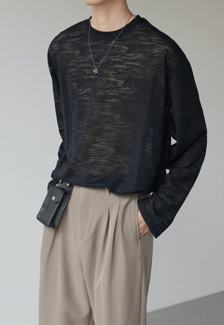 Men's Solid color summer round neck top