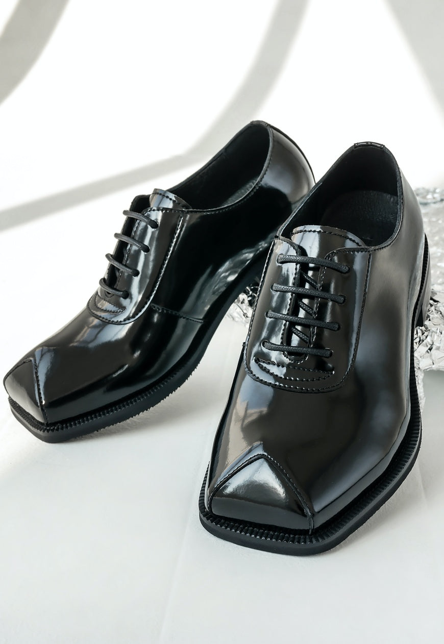 UZIP DESIGN Men's Triangle toe glossy British leather shoes