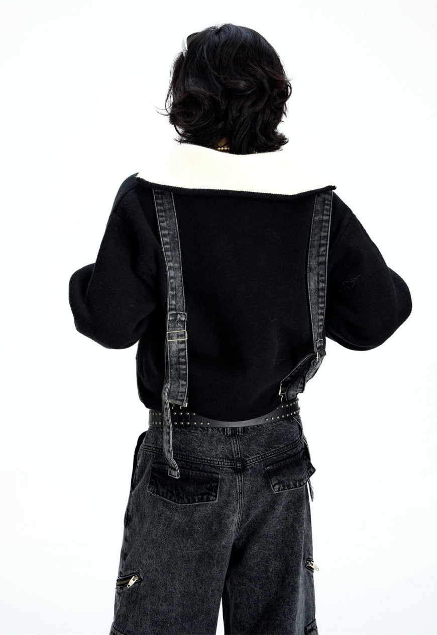 Men's Design vintage suspenders jeans