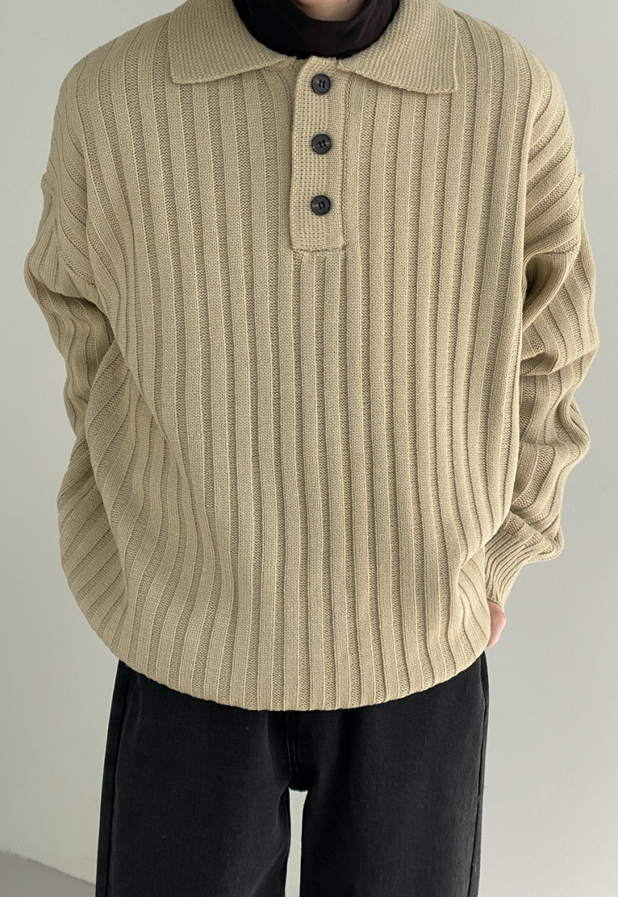 UZIP DESIGN Men's POLO Collar Needle Sweater
