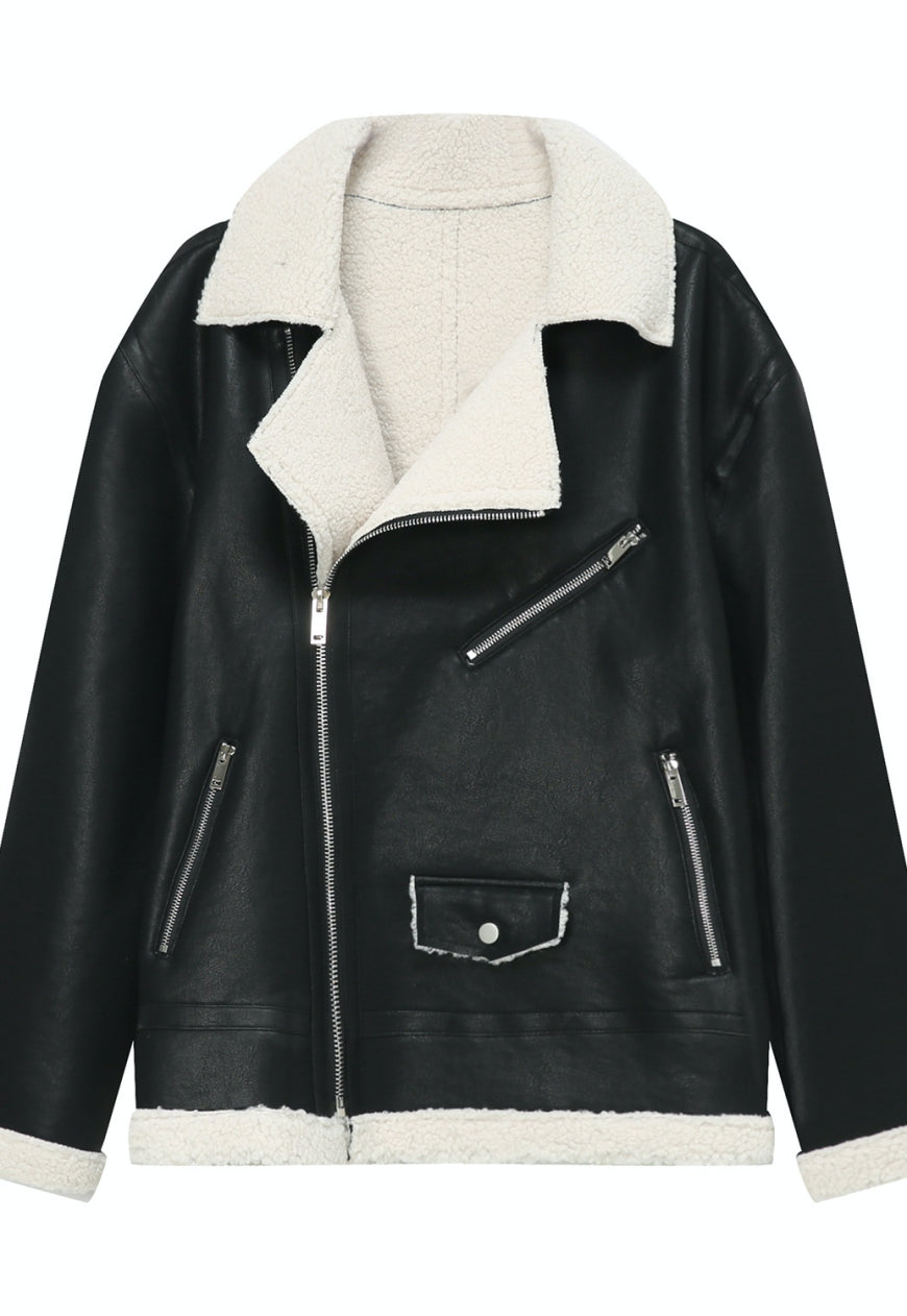 Men's PU Leather Warm Vintage Outer Jacket