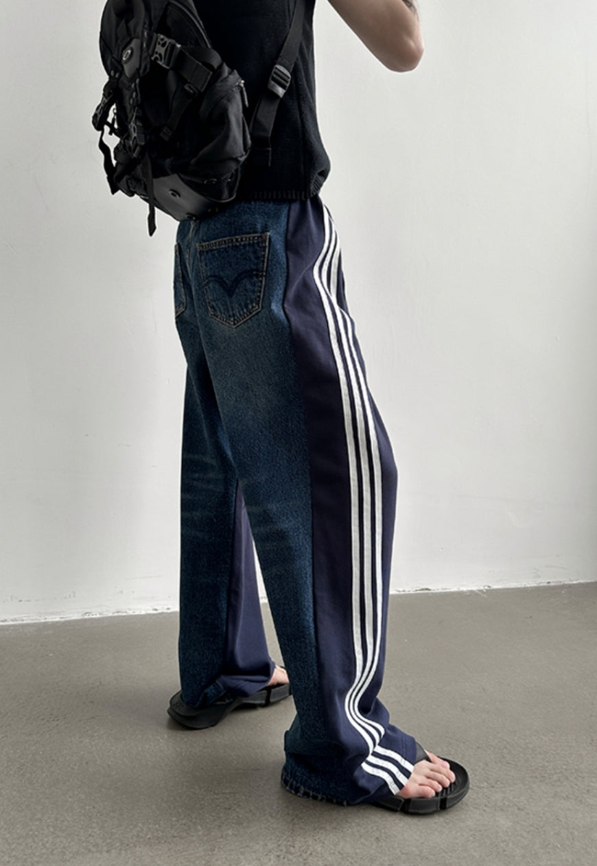 Men's Design panel three-bar trousers