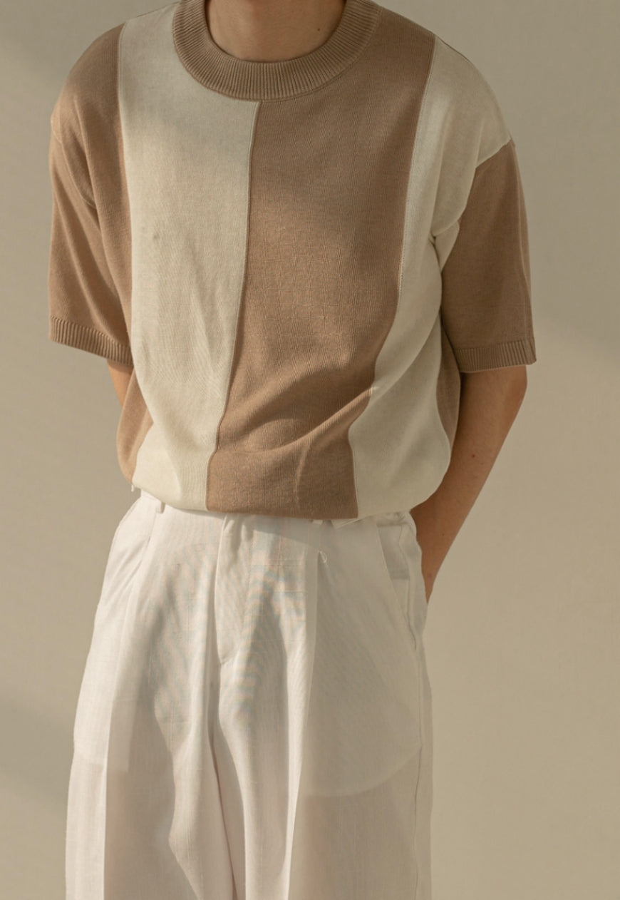 Men's All-match hit color short-sleeved knit