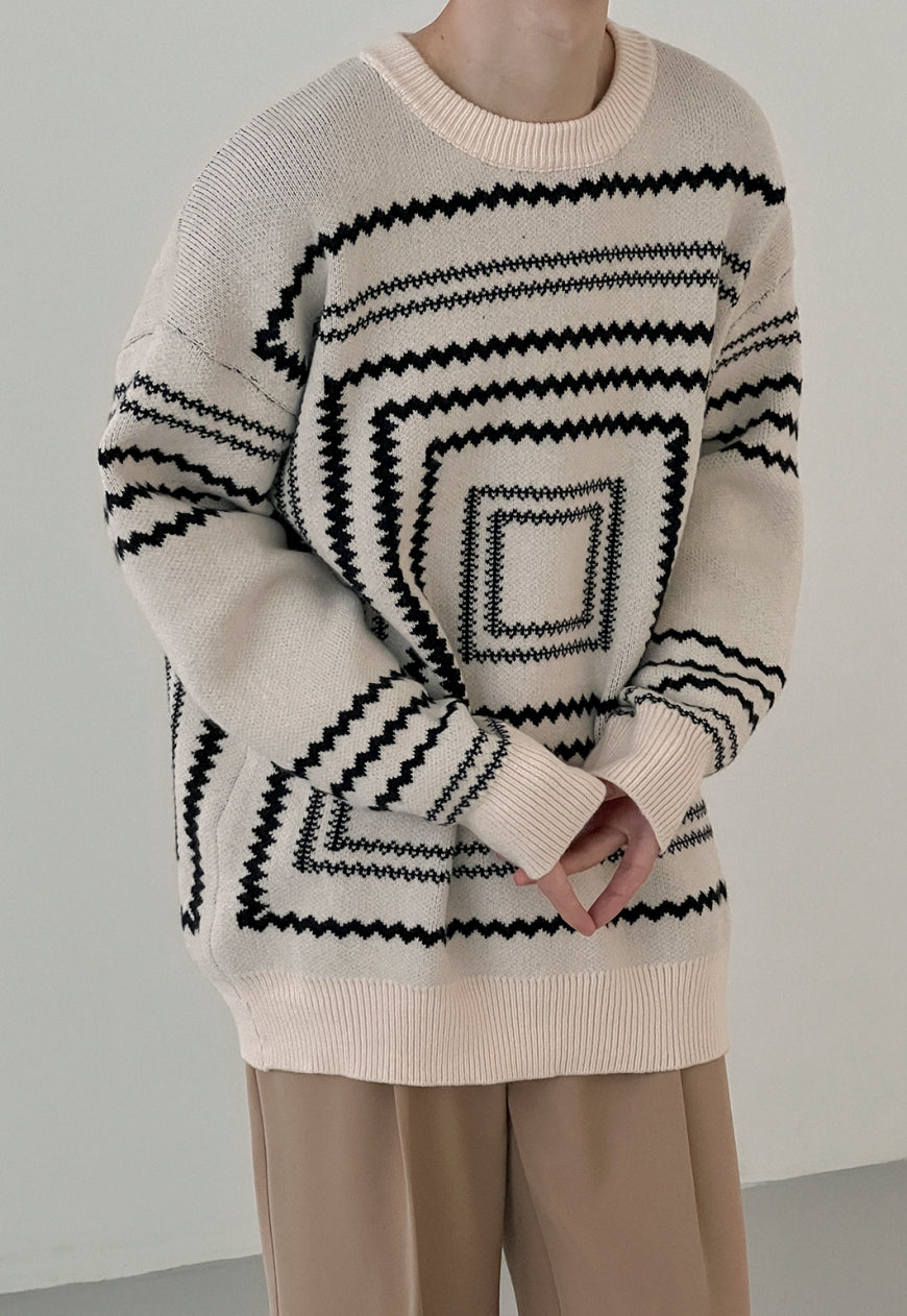 Men's Design Paperclip Print Knit
