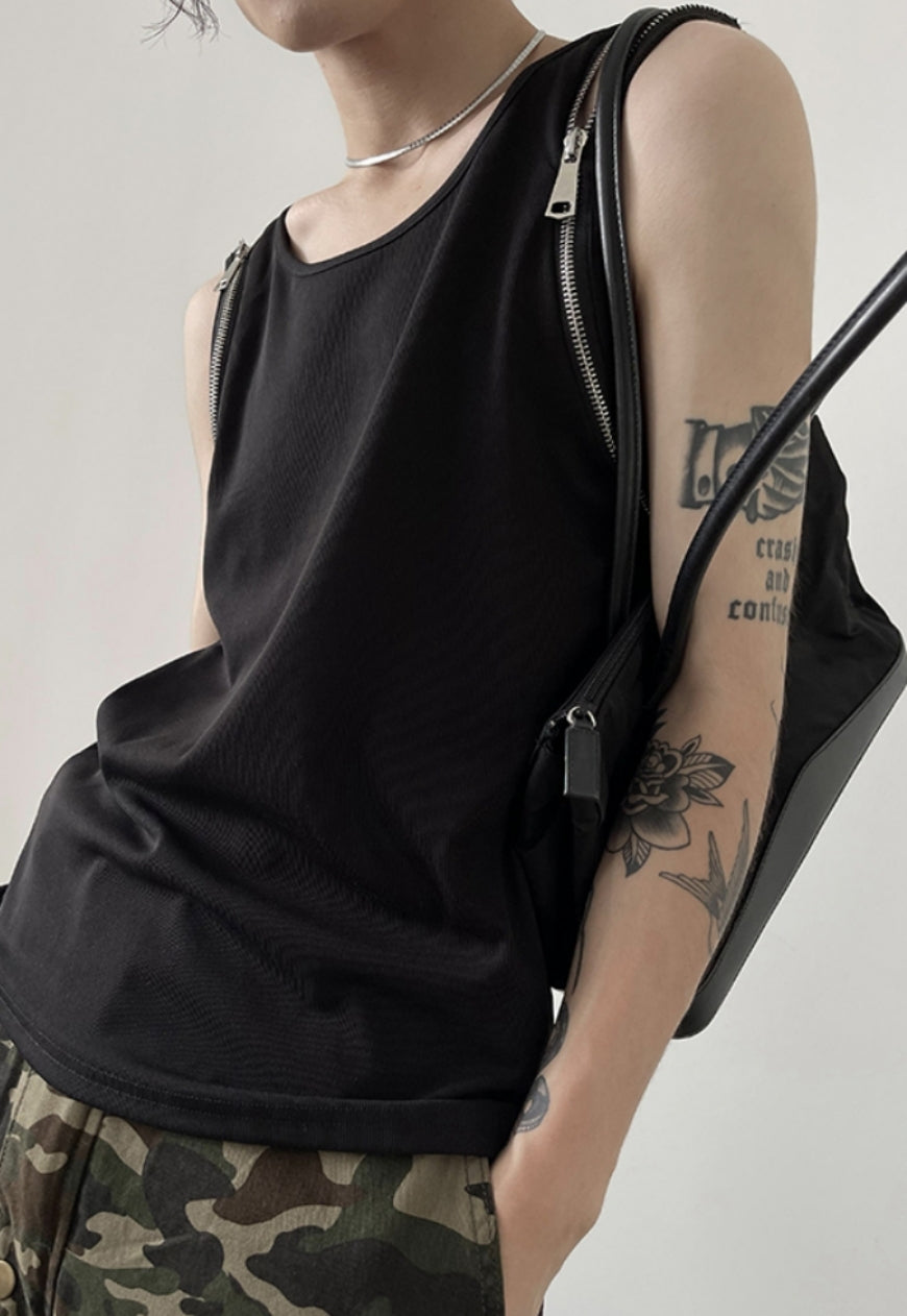 UZIP DESIGN Men's Double Zip Strap Tank Top