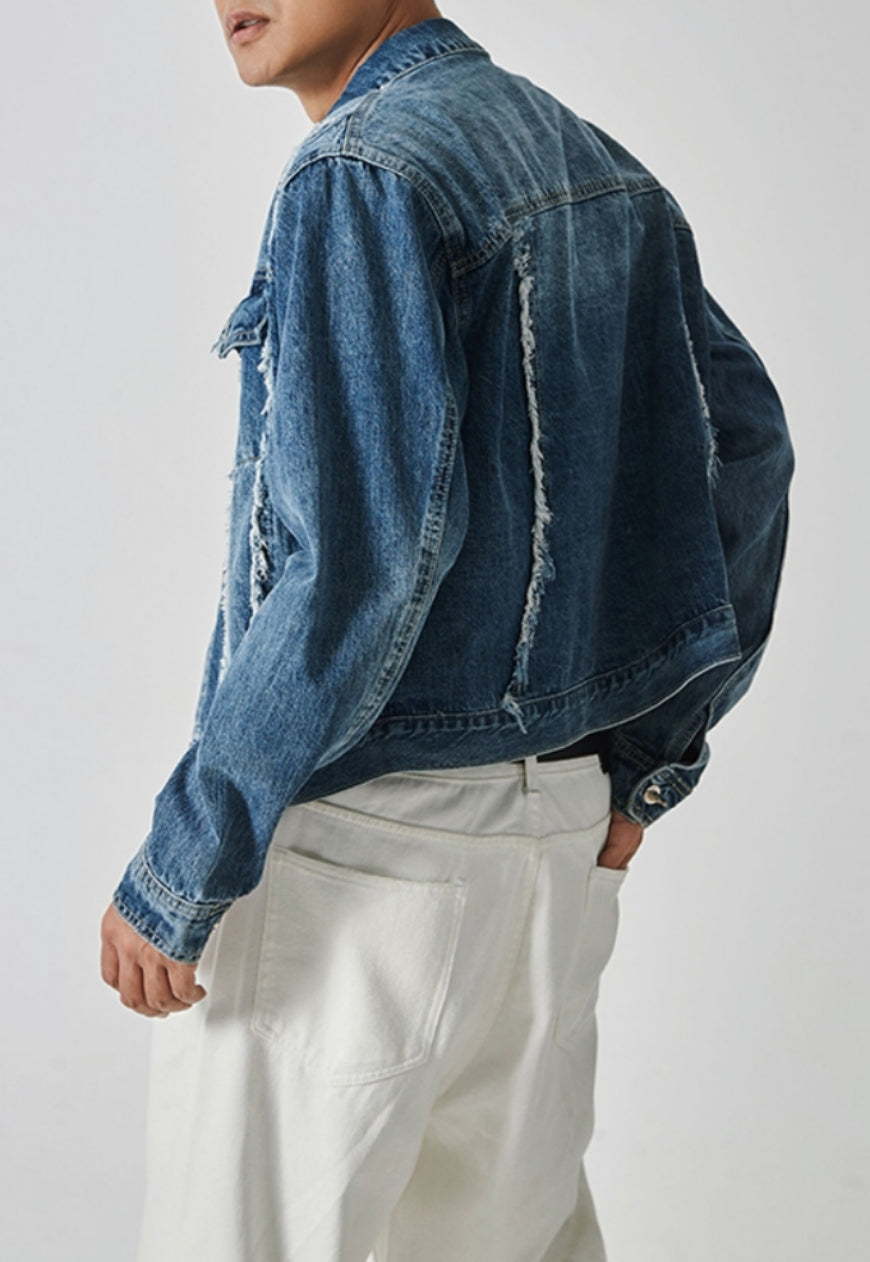 Men's Statement fringe design denim jacket