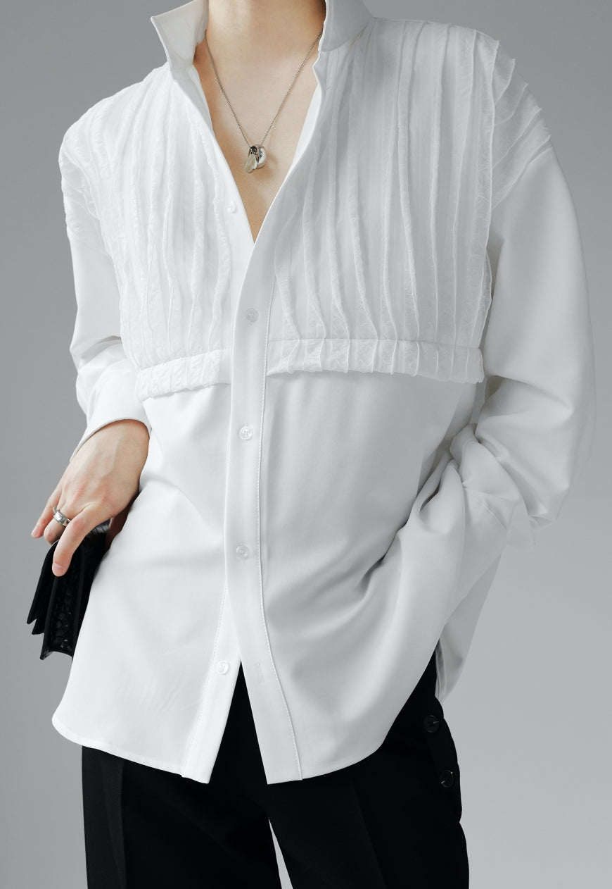 UZIP DESIGN Men's pleated technology long-sleeved shirt