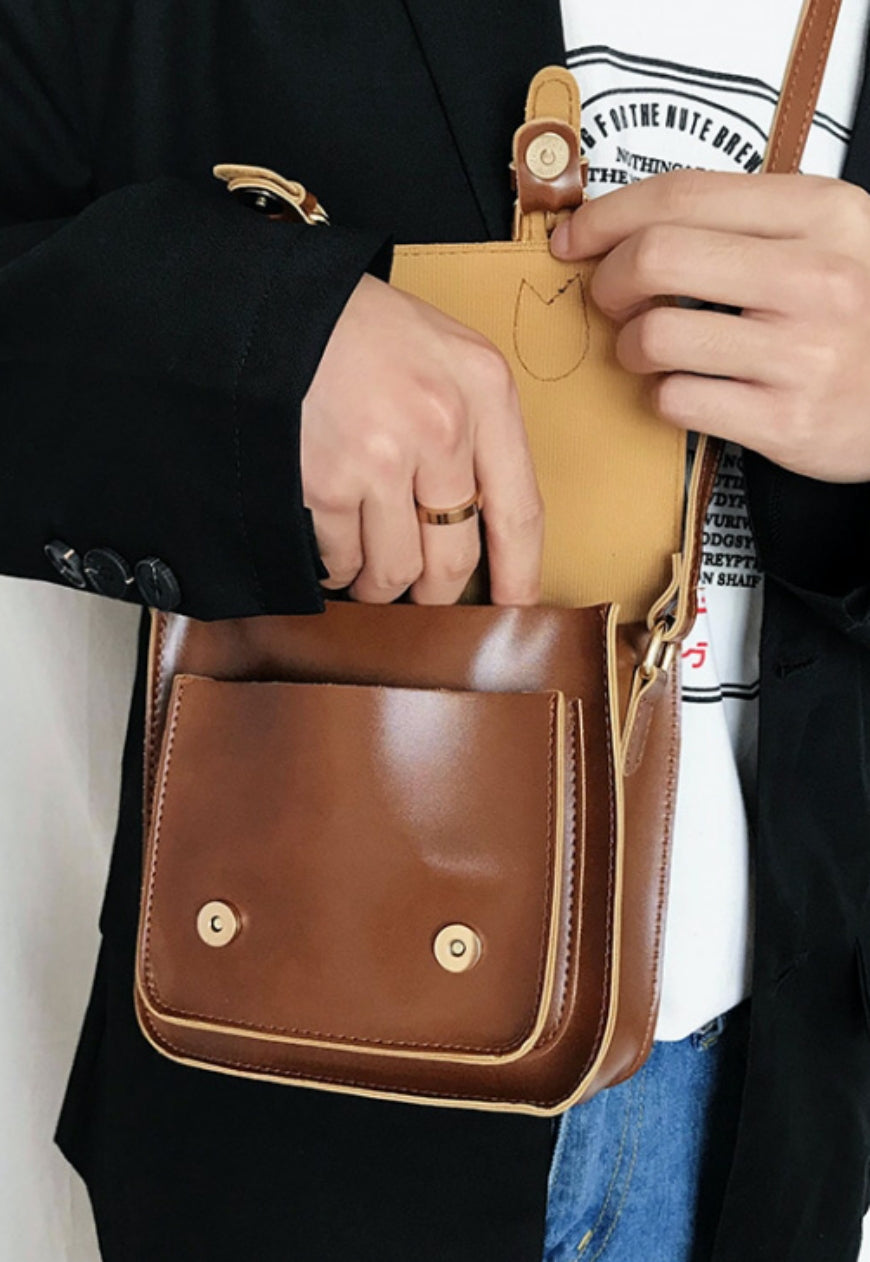 UZIP DESIGN Men's Leather retro shoulder bag