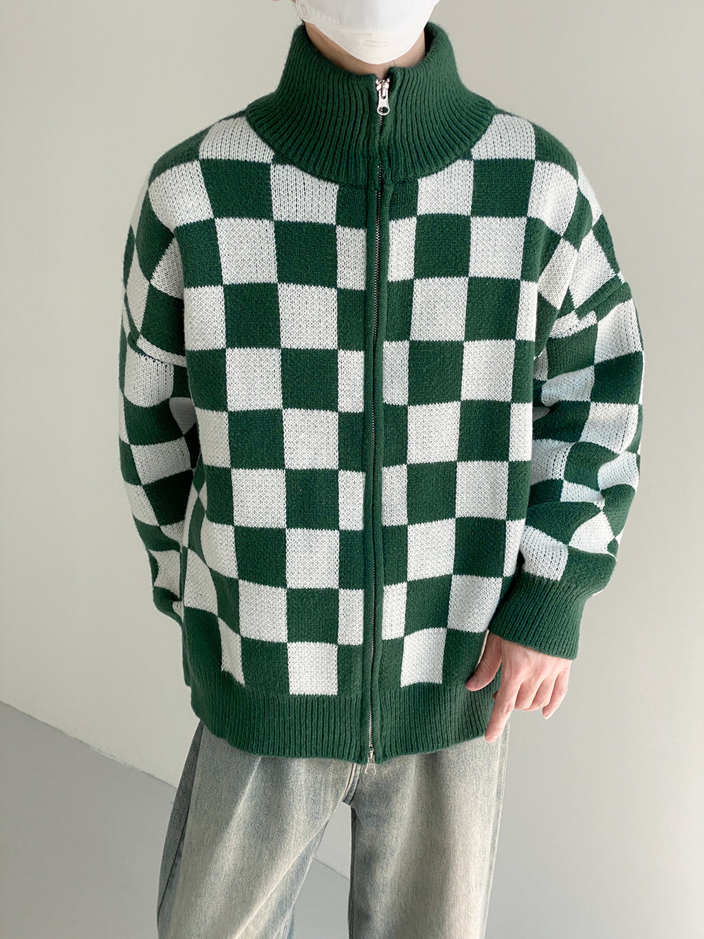UZIP DESIGN Men's Checkerboard Knit Cardigan